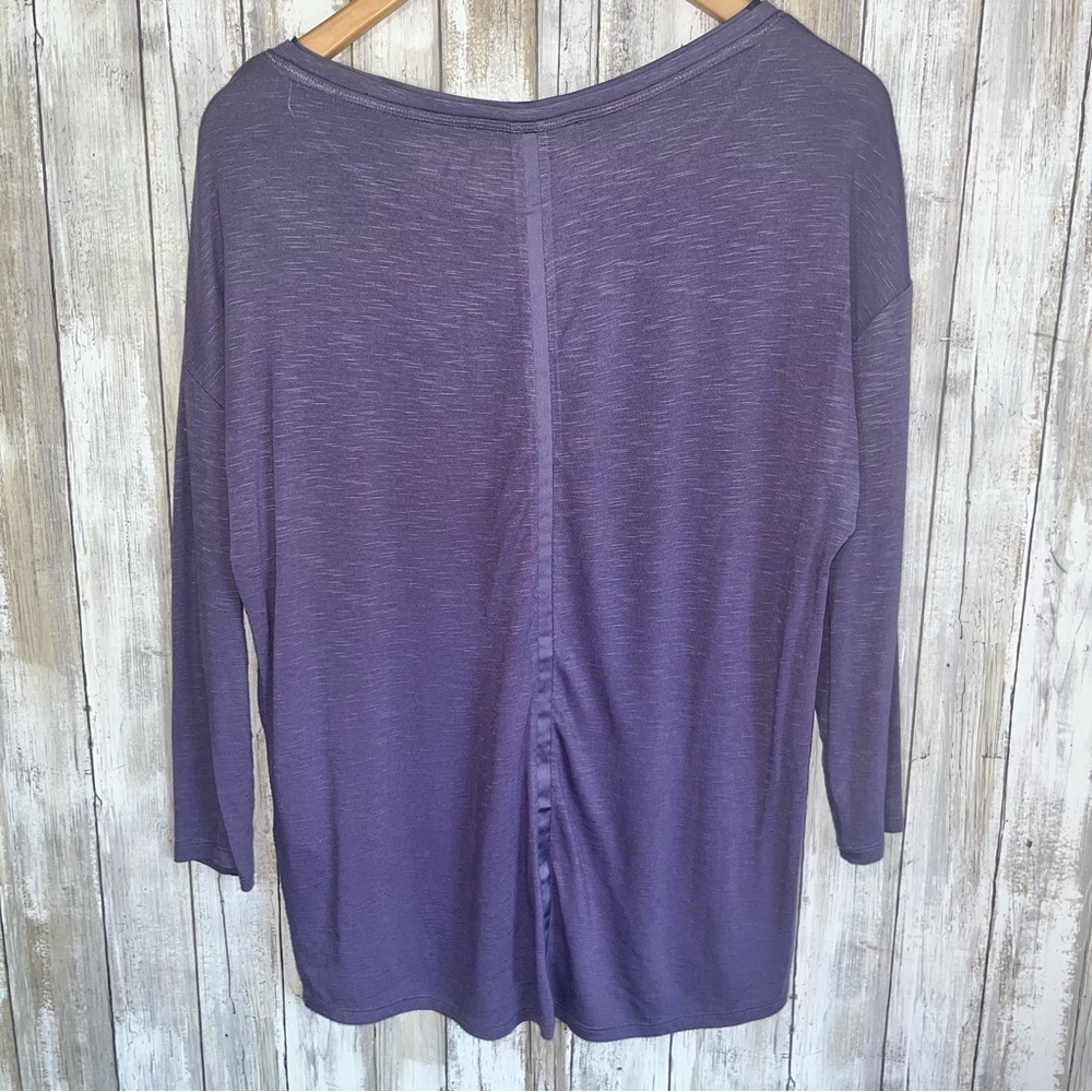 White House Black Market Purple Scoop Neck Oversized Long Sleeve Blouse Small - Picture 5 of 6
